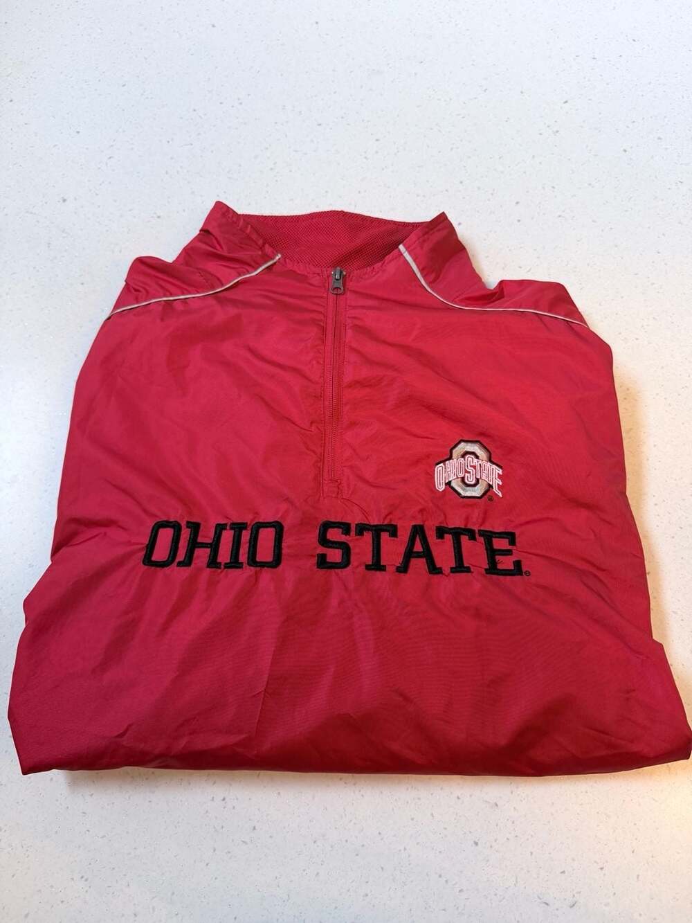 Pro Edge Ohio State Buckeyes Quarter Zip Windbreaker Jacket Red XL